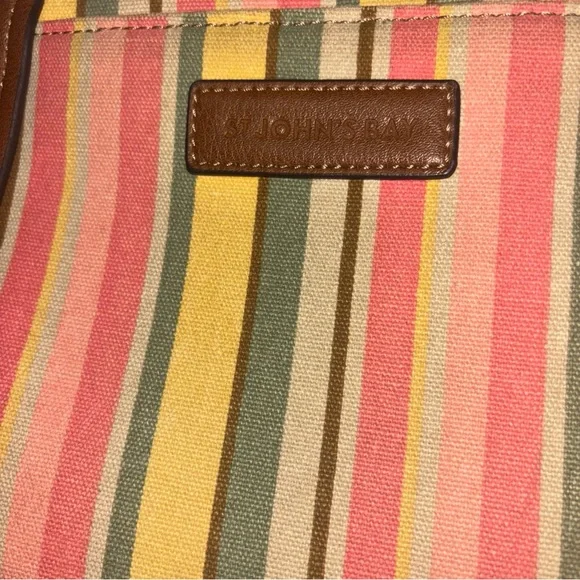 St Johns Bay Shoulder purse Striped Multicolor Tote Bag Beach - Picture 8 of 16